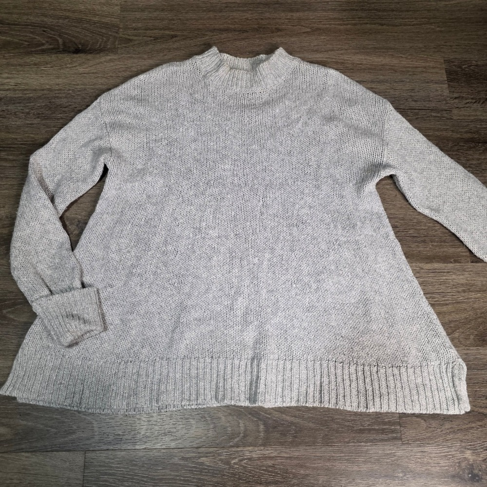 BDG Womens‎ XS Sweater Light Gray Mock Neck Oversized Chunky Knit Side Slit 493